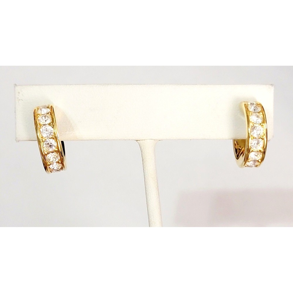 Nolan Miller Rhinestone Pierced Earrings, High End Designer Jewelry Hoopsโ gp-52